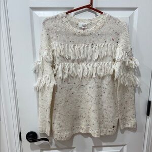 NWT 435 Matilda Jane Speckled Fringe LS Sweater in Cream Sz 14